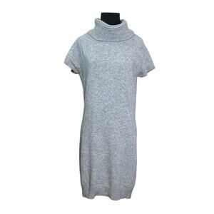 Benetton gray turtle neck short sleeves mini sweater dress size m